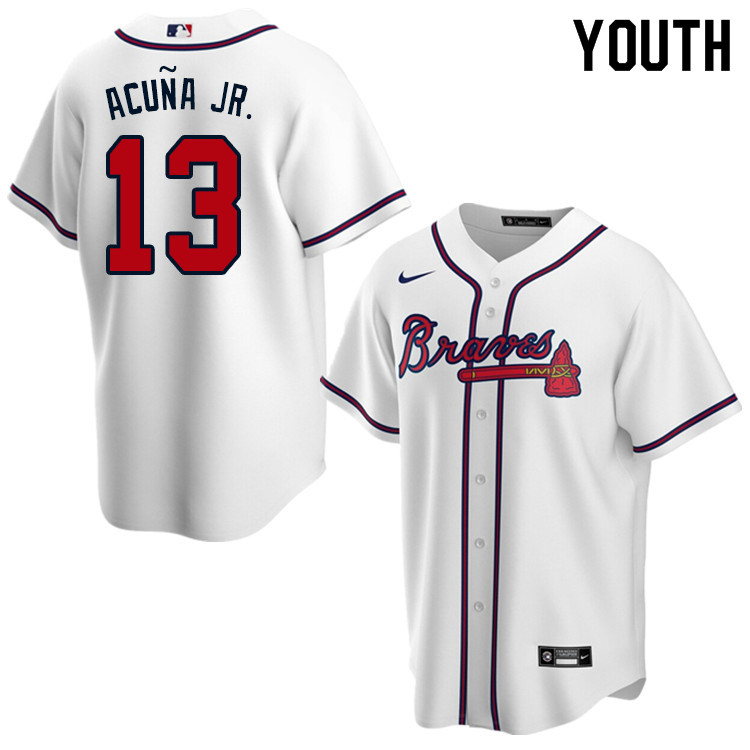 Nike Youth #13 Ronald Acuna Atlanta Braves Baseball Jerseys Sale-White
